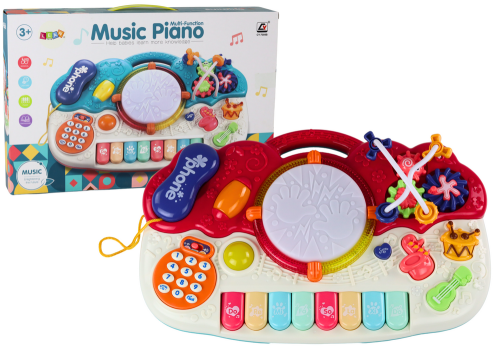 Organki Pianinko Edukacyjne Muzyczne Bębenek Dźwięki Światła