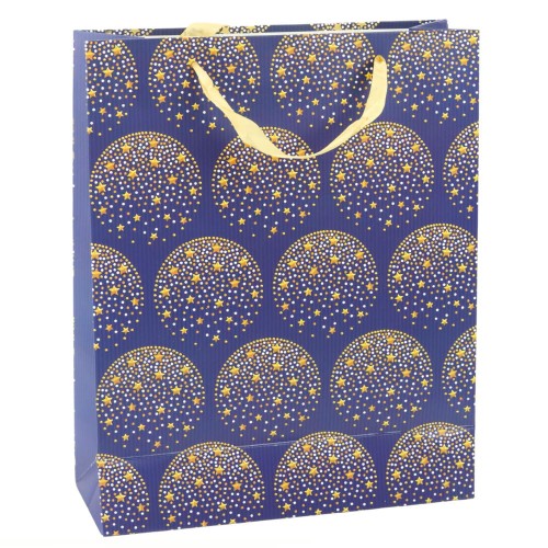 Torba Prezentowa Elegancka Złote Gwiazdki Granatowa 32 x 26 x 12 cm