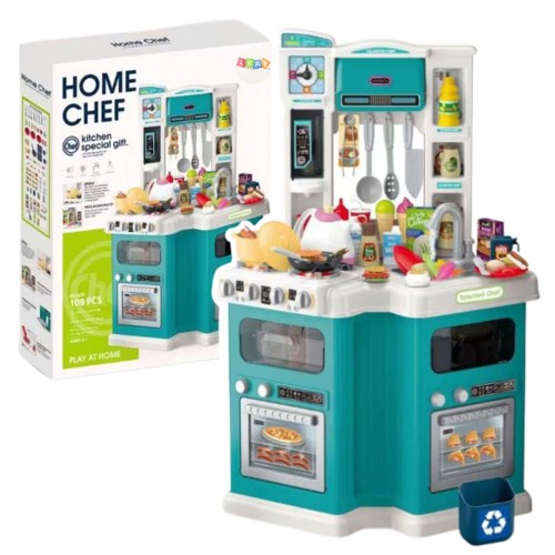 Duża Kuchnia Dla Dzieci Home Chef  Dźwięki Gotowania Akcesoria 109 el.