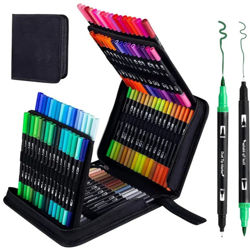 Zestaw Kolorowych Pisaków Dwustronnych Wodoodporne 120 Elementów