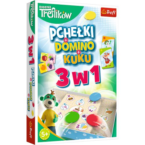 Gra rodzinna Rodzina Treflików 3w1 Domino Pchełki Kuku Trefliki Trefl 01921