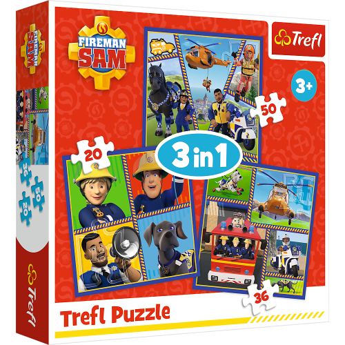 Puzzle - 3w1 ( 20, 36, 50) - Dzień Strażaka Sama - Trefl 34868