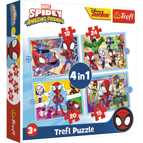 Puzzle - 4w1 (12, 15, 20, 24) - Ekipa Spiday"a - Trefl 34611