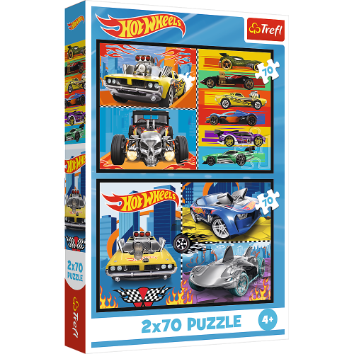 Puzzle - 2x70 - Samochodziki - Hot Wheels - Trefl 34442