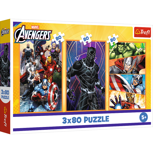 Puzzle - 3x80 - Dni pełne akcji - Disney Marvel The Avengers - Trefl 34883