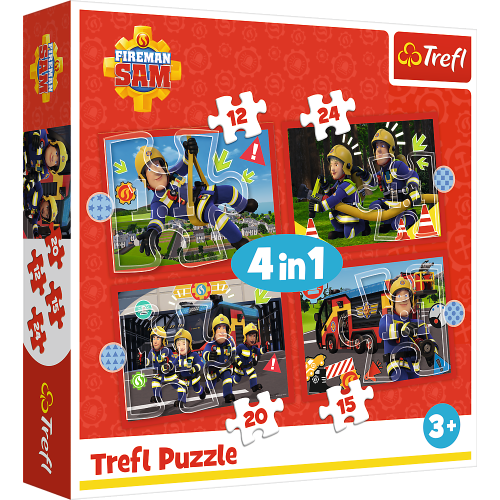 Puzzle - 4w1 (12, 15, 20, 24) - Przygody strażaka Sama - Strażak Sam - Trefl 34632
