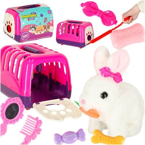 Królik króliczek z marchewką pluszowy chodzi rusza uszami