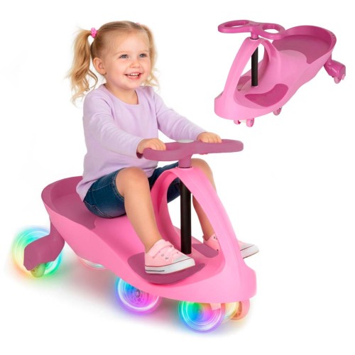 Jeździk grawitacyjny LED Swing Fix S3 świecące koła różowy