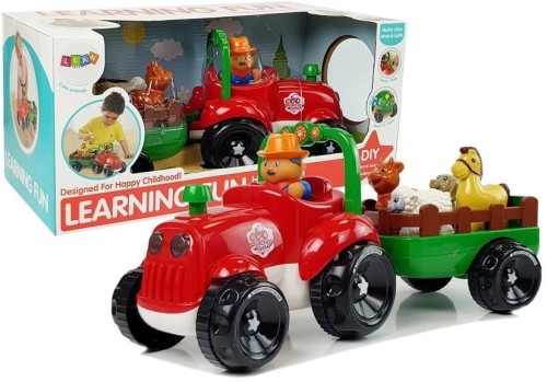 Traktor z Przyczepką, Zwierzętami Dla Niemowląt  na Baterie Światła Dźwięk